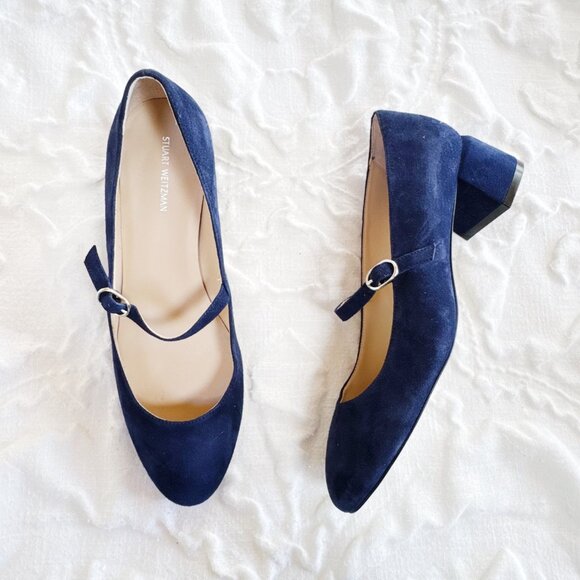 STUART WEITZMAN Gabby 45 suede Mary Jane pumps Size 8.5 - Picture 3 of 7